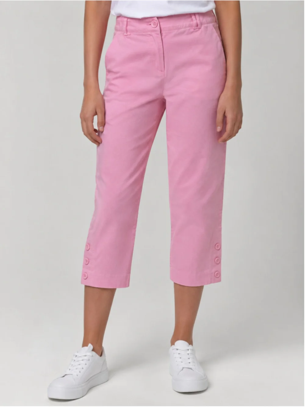 Counterparts Women’s Pink Capri Pants Size 10P Stretch Button Hem